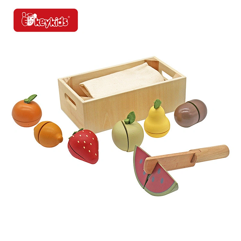 Mini Pretend Play Fake Food Realistic Wooden Cutting Fruit Toys for Kids 3 year up W10B473